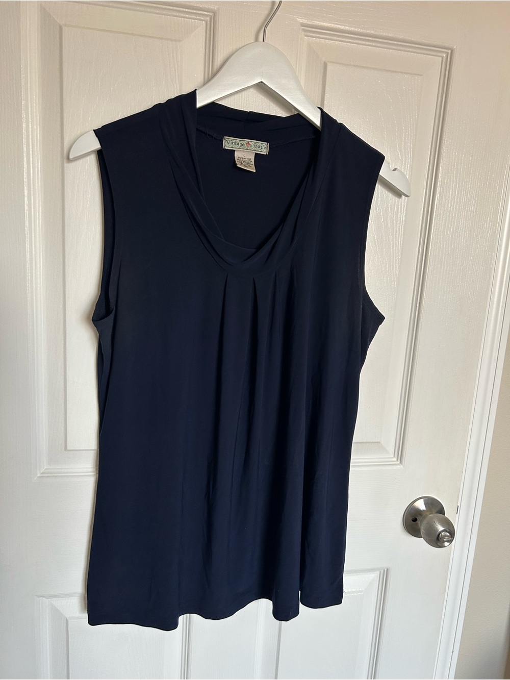 Vintage Suzie Navy Sleeveless Cowl Tank